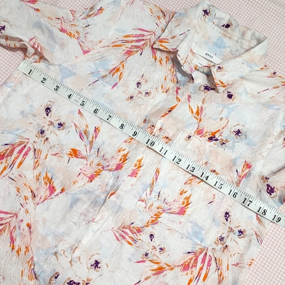 Brax Feel Good Vicki Floral Linen Polo 3/4 Sleeve Shirt - Picture 8 of 11